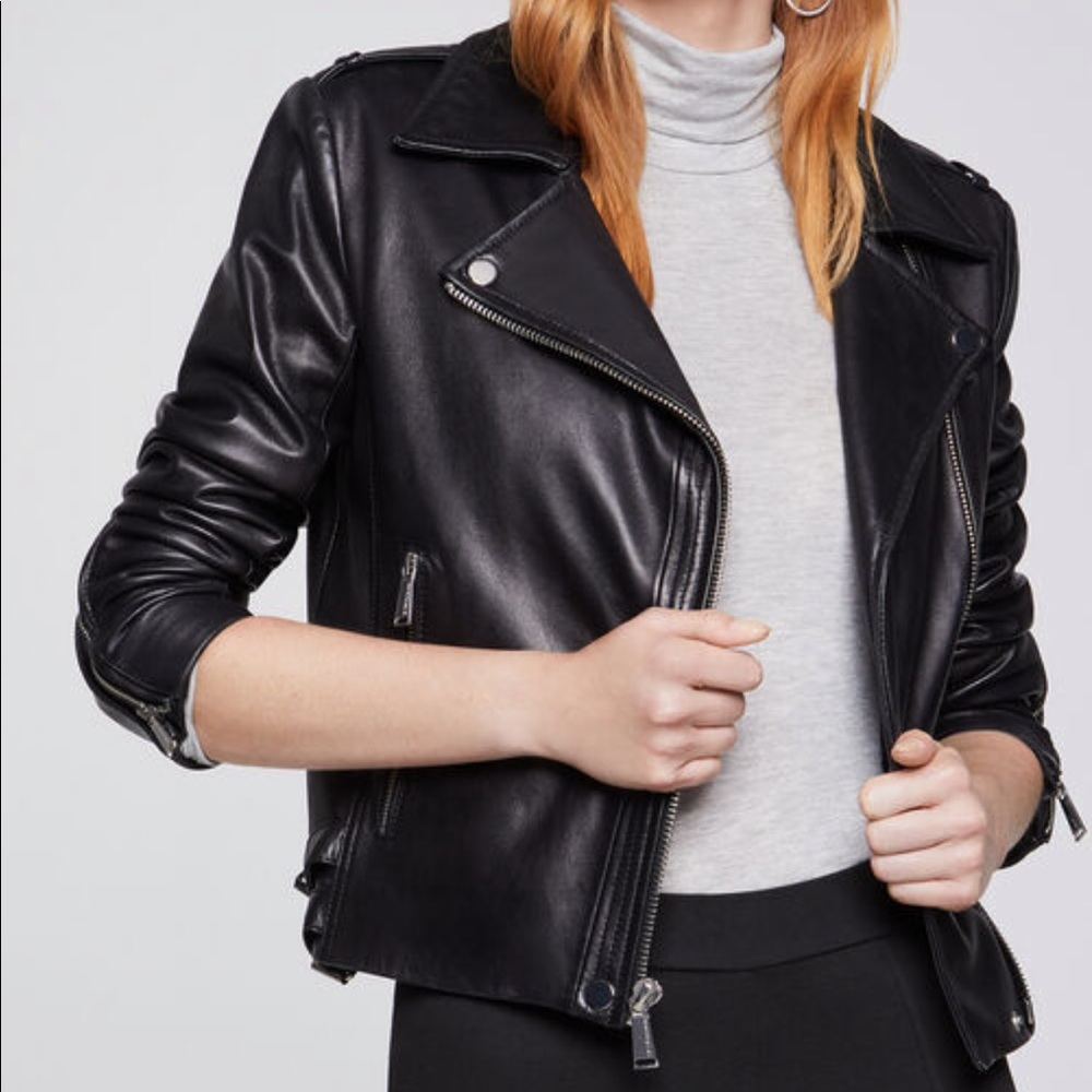 BCBG black biker leather jacket